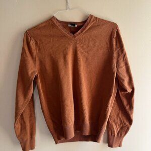 Jos A Bank rust orange pima cotton sweater autumn fall cozy lightweight winter